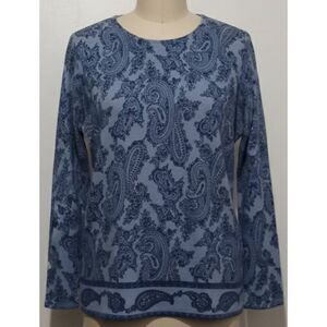 Sarah Spencer Navy and Sky Blue Paisley Sweater